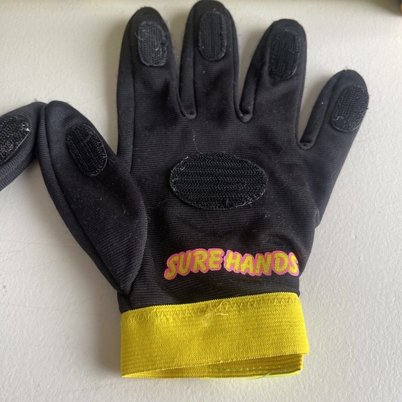 Vtg 1993 Surehands Yellow Plush Football Black Gloves Frankitoys Hook Loop Patch - Picture 3 of 12